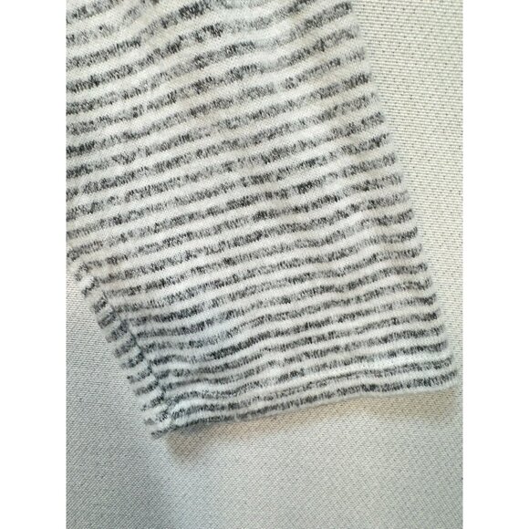 Chicos Womens Knitted Sweater Size 2 Gray Striped Pullover Lace Up Long Sleeves - Picture 6 of 14